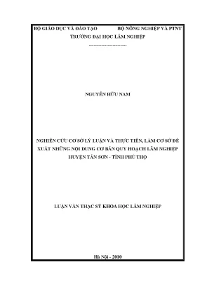Luận văn thạc sĩ nghiên cứu cơ sở lý luận và thực tiễn làm cơ sở đề xuất những nội dung cơ bản quy hoạch lâm nghiệp huyện tân sơn tỉnh phú thọ