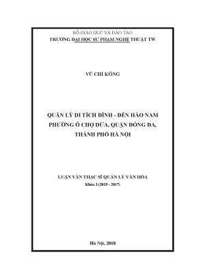 Luận văn thạc sĩ quản lý di tích đình đền hào nam phường ô chợ dừa quận đống đa thành phố hà nội