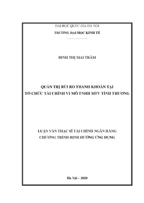Luận văn thạc sĩ quản trị rủi ro thanh khoản tại tổ chức tài chính vi mô tnhh mtv tình thương