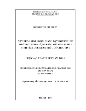 Luận văn thạc sĩ xây dựng một số bài giảng dạy học chủ đề phương trình lượng giác nhằm phát huy tính tích cực nhận thức của học sinh
