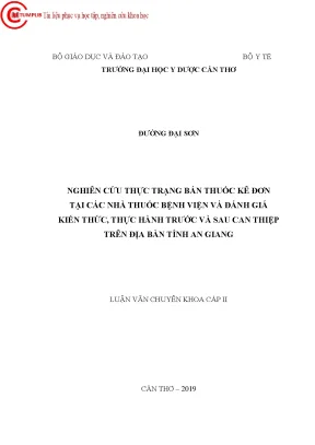Nghiên cứu thực trạng bán thuốc kê đơn tại các nhà thuốc bệnh viện và đánh giá kiến thức thực hành trước và sau can thiệp trên địa bàn tỉnh an giang
