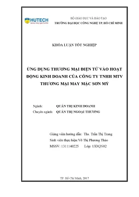Luận văn thạc sĩ ứng dụng thương mại điện tử vào hoạt động kinh doanh của công ty tnhh mtv thương mại may mặc sơn mỹ