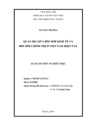 Luận án tiến sĩ quan hệ giữa đổi mới kinh tế và đổi mới chính trị ở việt nam hiện nay