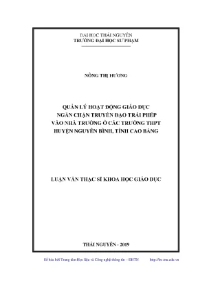 Luận văn thạc sĩ quản lý hoạt động giáo dục ngăn chặn truyền đạo trái phép vào nhà trường ở các trường thpt huyện nguyên bình tỉnh cao bằng