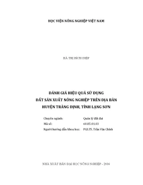 Luận văn thạc sĩ đánh giá hiệu quả sử dụng đất sản xuất nông nghiệp trên địa bàn huyện tràng định tỉnh lạng sơn