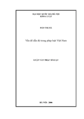 Luận văn thạc sĩ vấn đề dẫn độ trong pháp luật việt nam