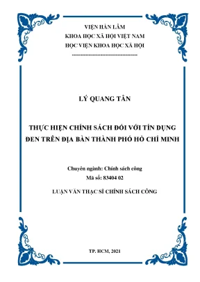 Luận văn thạc sĩ thực hiện chính sách đối với tín dụng đen trên địa bàn thành phố hồ chí minh