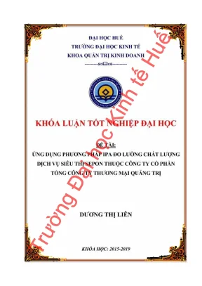 Ứng dụng phương pháp ipa đo lường chất lượng dịch vụ siêu thị sepon thuộc công ty cổ phần tổng công ty thương mại quảng trị