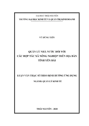 Luận văn thạc sĩ quản lý kinh tế quản lý nhà nước đối với các hợp tác xã nông nghiệp trên địa bàn tỉnh yên bái