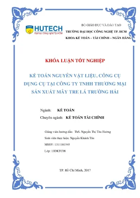 Luận văn thạc sĩ kế toán nguyên vật liệu công cụ dụng cụ tại công ty tnhh thương mại sản xuất mây tre lá trường hải