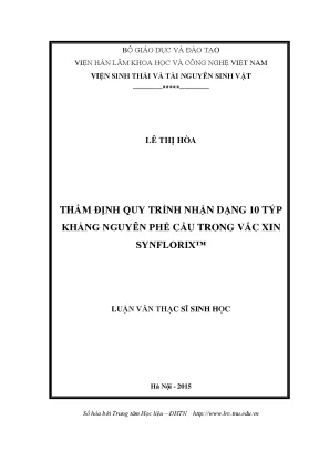 Luận văn thạc sĩ thẩm định quy trình nhận dạng 10 týp kháng nguyên phế cầu trong vắc xin synflorix™