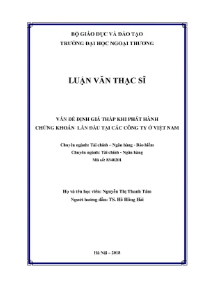 Luận văn thạc sĩ vấn đề định giá thấp khi phát hành chứng khoán lần đầu tại các công ty ở việt nam