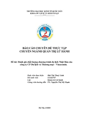 Đánh giá chất lượng chương trình du lịch nhật bản của công ty cp du lịch và thương mại vinacomin