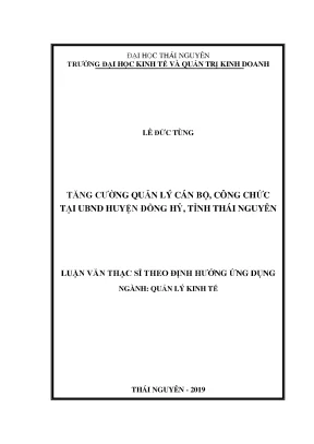 Luận văn thạc sĩ tăng cường quản lý cán bộ công chức tại ủy ban nhân dân huyện đồng hỷ tỉnh thái nguyên