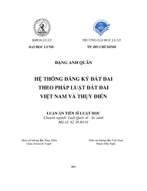 Luận án tiến sĩ hệ thống đăng ký đất đai theo pháp luật đất đai việt nam và thụy điển