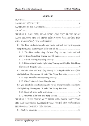 Vận dụng quy trình kiểm toán nội bộ của ngân hàng thương mại cổ phần tiên phong vào kiểm toán hoạt động cho vay