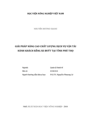 Luận văn thạc sĩ giải pháp nâng cao chất lượng dịch vụ vận tải hành khách bằng xe buýt tại tỉnh phú thọ