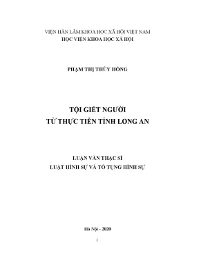 Luận văn thạc sĩ tội giết người từ thực tiễn tỉnh long an