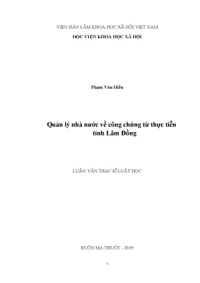 Luận văn thạc sĩ quản lý nhà nước về công chứng từ thực tiễn tỉnh lâm đồng