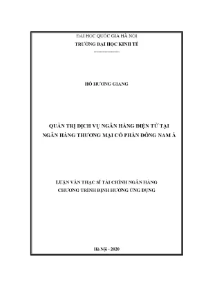 Luận văn thạc sĩ quản trị dịch vụ ngân hàng điện tử tại ngân hàng thương mại cổ phần đông nam á