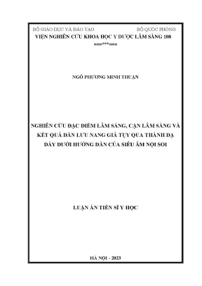 Luận án nghiên cứu đặc điểm lâm sàng cận lâm sàng và kết quả dẫn lưu nang giả tụy qua thành dạ dày dưới hướng dẫn của siêu âm nội soi