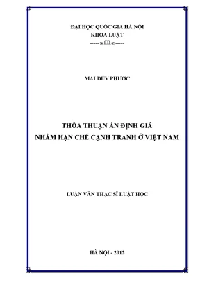Luận văn thạc sĩ thỏa thuận ấn định giá nhằm hạn chế cạnh tranh ở việt nam