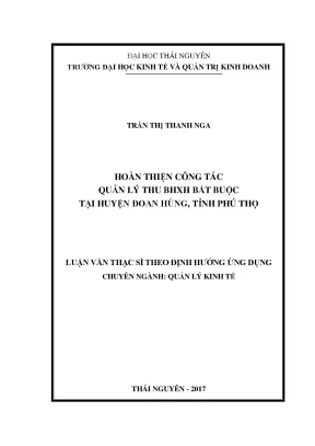 Luận văn thạc sĩ hoàn thiện công tác quản lý thu bhxh bắt buộc tại huyện đoan hùng tỉnh phú thọ