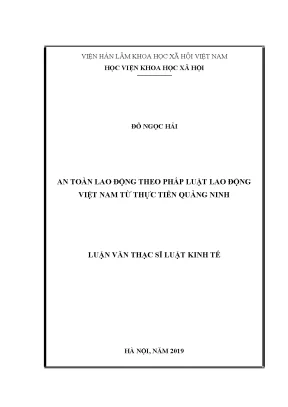 Luận văn thạc sĩ an toàn lao động theo pháp luật lao động việt nam từ thực tiễn quảng ninh