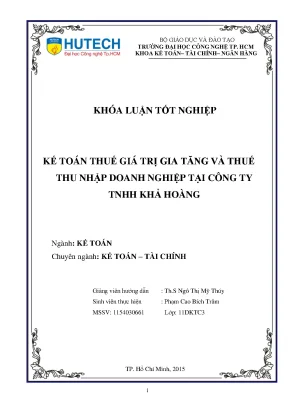 Luận văn thạc sĩ kế toán thuế giá trị gia tăng và thuế thu nhập doanh nghiệp tại công ty tnhh khả hoàng