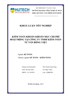 Luận văn thạc sĩ kiểm toán khoản khoản mục chi phí hoạt động tại công ty tnhh kiểm toán tư vấn rồng việt