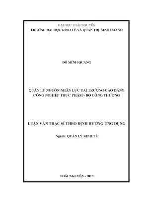 Luận văn thạc sĩ quản lý nguồn nhân lực tại trường cao đẳng công nghiệp thực phẩm bộ công thương