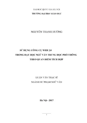 Luận văn thạc sĩ sử dụng công cụ web 2 0 trong dạy học ngữ văn trung học phổ thông theo quan điểm tích hợp