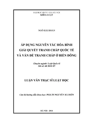 Luận văn thạc sĩ áp dụng nguyên tắc hòa bình giải quyết tranh chấp quốc tế và vấn đề tranh chấp ở biển đông 07