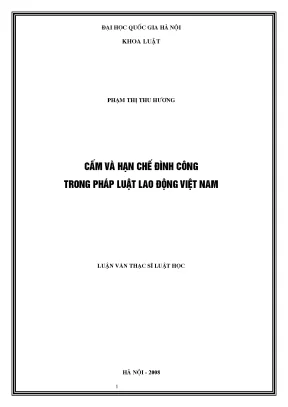 Luận văn thạc sĩ cấm và hạn chế đình công trong pháp luật lao động việt nam