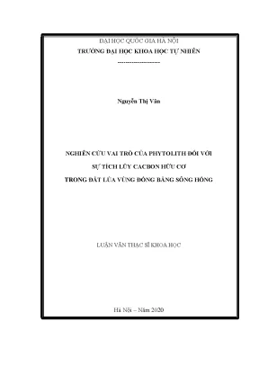 Luận văn thạc sĩ nghiên cứu vai trò của phytolith đối với sự tích lũy cacbon hữu cơ trong đất lúa vùng đồng bằng sông hồng