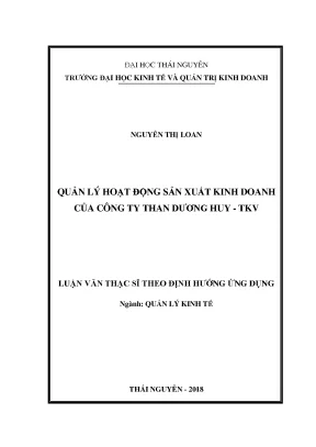 Luận văn thạc sĩ quản lý hoạt động sản xuất kinh doanh của công ty than dương huy tkv