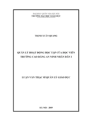 Luận văn thạc sĩ quản lý hoạt động học tập của học viên trường cao đẳng an ninh nhân dân i