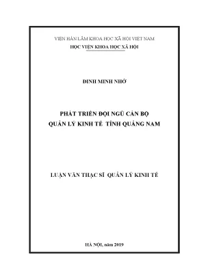 Luận văn thạc sĩ phát triển đội ngũ cán bộ quản lý kinh tế tỉnh quảng nam