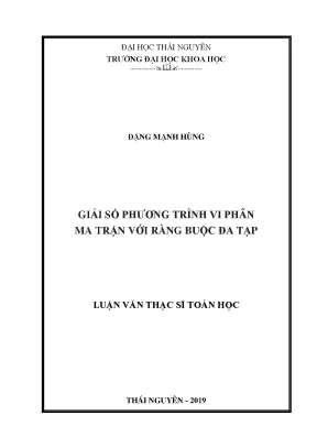 Luận văn thạc sĩ giải số phương trình vi phân ma trận với ràng buộc đa tạp
