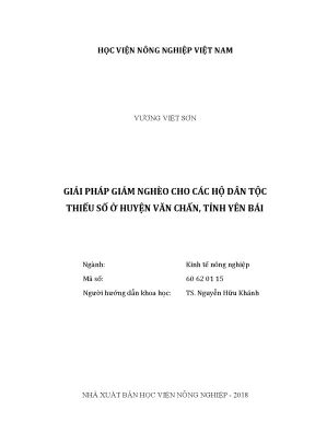 Luận văn thạc sĩ giải pháp giảm nghèo cho các hộ dân tộc thiểu số ở huyện văn chấn tỉnh yên bái