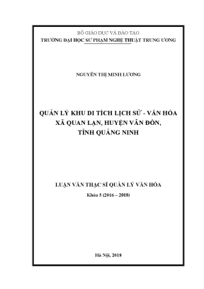 Luận văn thạc sĩ quản lý khu di tích lịch sử văn hóa xã quan lạn huyện vân đồn tỉnh quảng ninh