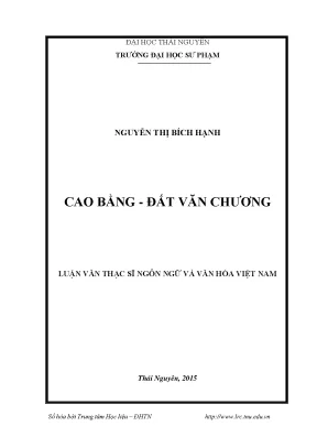 Luận văn thạc sĩ cao bằng đất văn chương