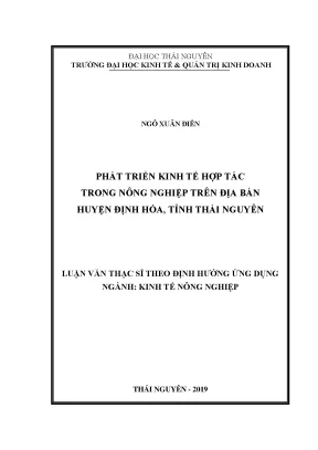 Luận văn thạc sĩ phát triển kinh tế hợp tác trong nông nghiệp trên địa bàn huyện định hóa tỉnh thái nguyên