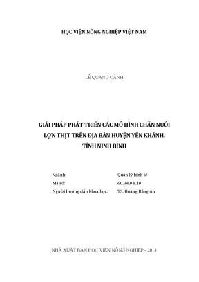 Luận văn thạc sĩ giải pháp phát triển các mô hình chăn nuôi lợn thịt trên địa bàn huyện yên khánh tỉnh ninh bình