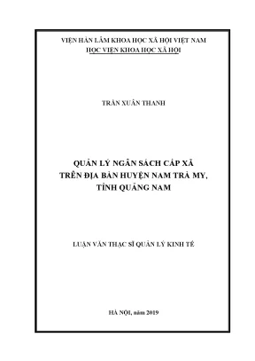 Luận văn thạc sĩ quản lý ngân sách cấp xã trên địa bàn huyện nam trà my tỉnh quảng nam