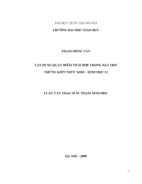Luận văn thạc sĩ vận dụng quan điểm tích hợp trong dạy học những kiến thức khó sinh học 11