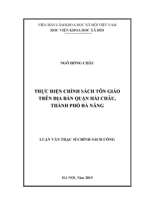 Luận văn thạc sĩ thực hiện chính sách tôn giáo trên địa bàn quận hải châu thành phố đà nẵng