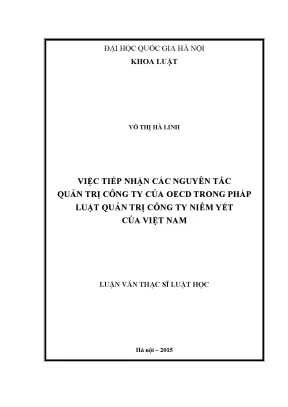 Luận văn thạc sĩ việc tiếp nhận các nguyên tắc quản trị công ty của oecd trong pháp luật quản trị công ty niêm yết của việt nam luận văn ths