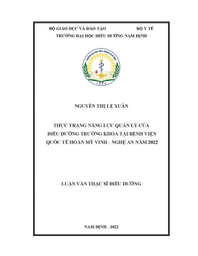 Thực trạng năng lực quản lý của điều dưỡng trưởng khoa tại bệnh viện quốc tế hoàn mỹ vinh nghệ an năm 2022