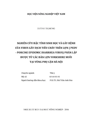 Luận văn thạc sĩ nghiên cứu đặc tính sinh học và gây bệnh của virus gây dịch tiêu chảy trên lợn pedv porcine epidemic diarrhea virus phân lập được từ các đàn lợn yorkshire nuôi tại vùng phụ cận hà nội